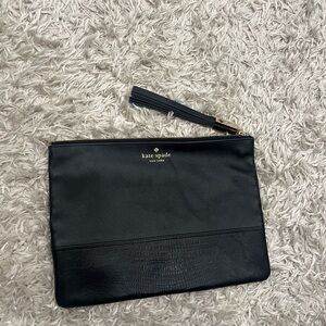 Kate Spade Black Leather Pouch with Tassel